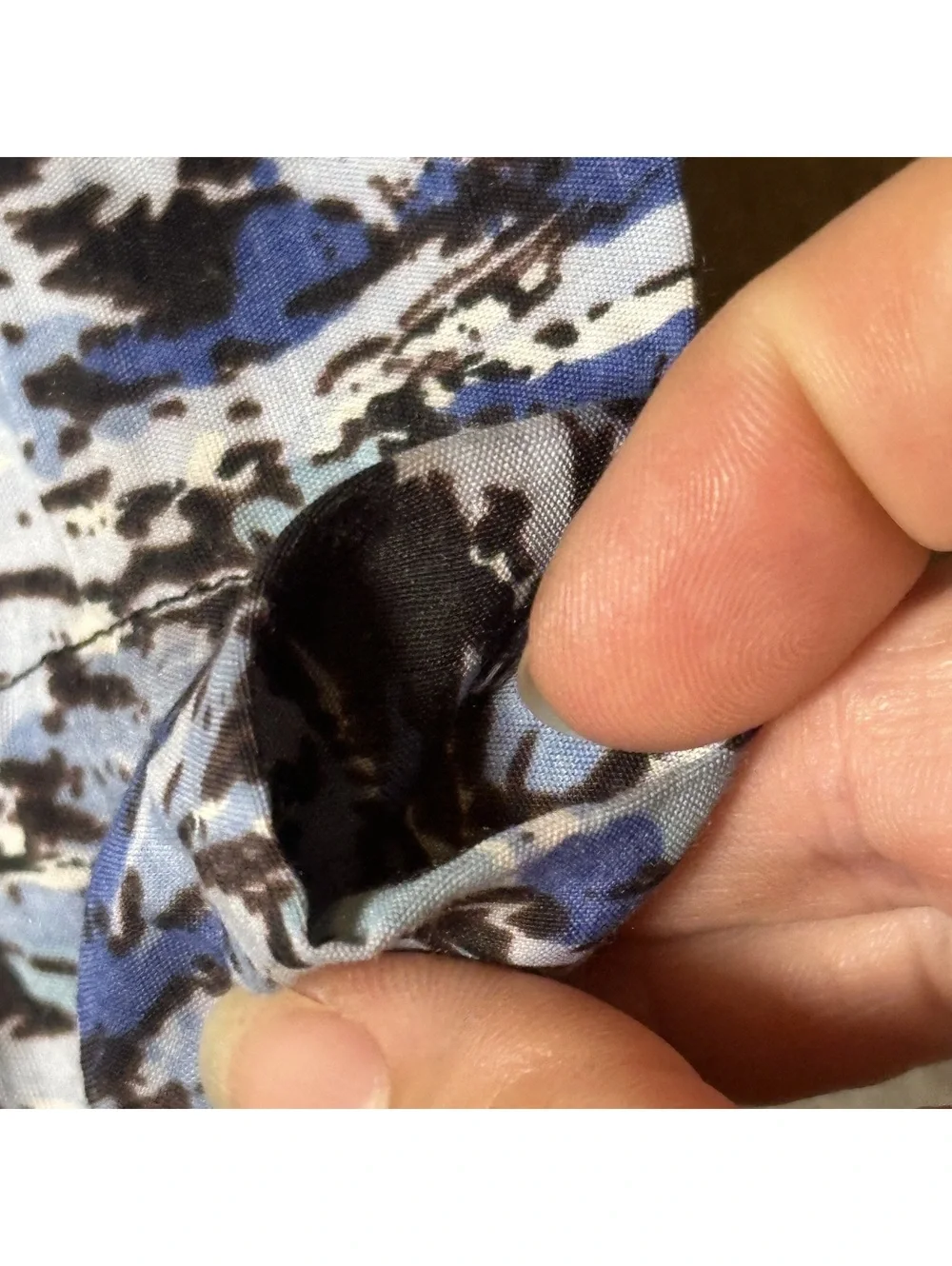 Blue, Black, & White Abstract Patterned Scarf